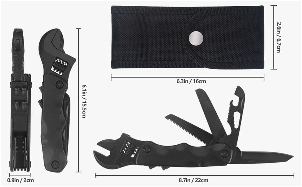 Hanboost M1 12 in 1 Multitool Wrench, Camping Gear, Multipurpose Pocket Size Gadget, with Screwdriver Cutting Saw Bottle Opener for Maintenance, Camping, DIY and Gift