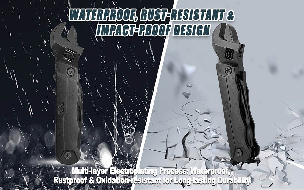 Hanboost M2 19 In 1 Multitool Wrench, Multipurpose Camping Gear, Pocket Size EDC Gadget, Adjustable Wrench with Pliers, Wire Cutter, Cutting Saw, Bottle Opener for Maintenance, Camping and DIY, Gift