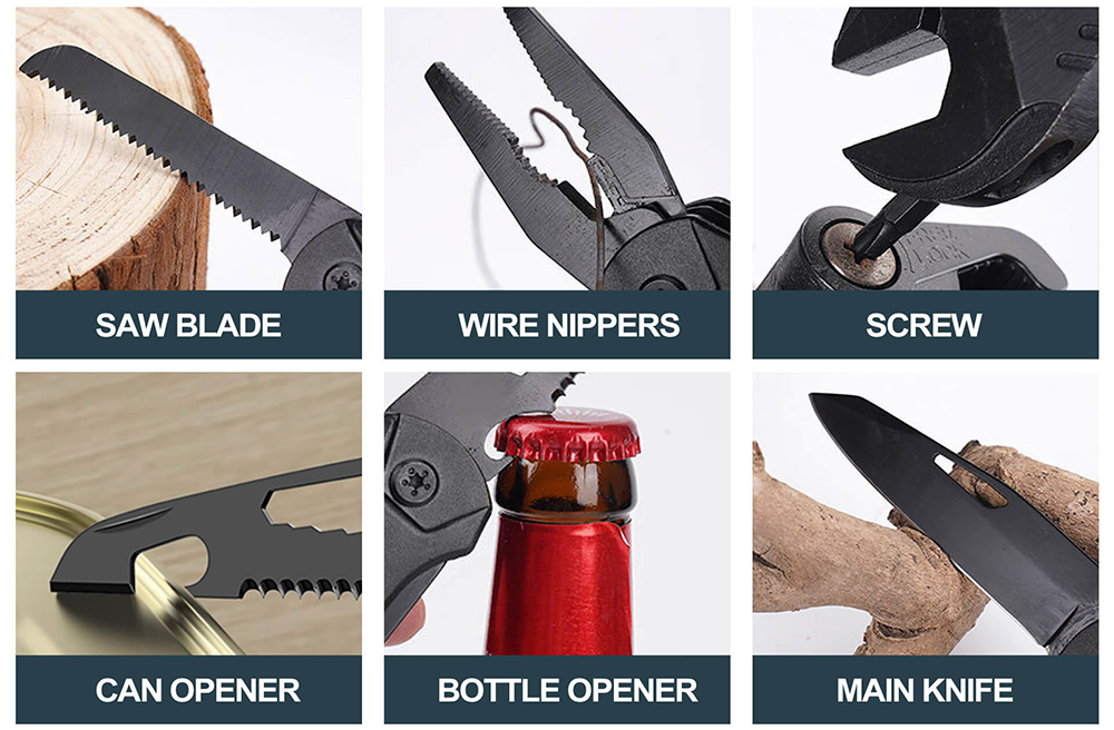 Hanboost M2 19 In 1 Multitool Wrench, Multipurpose Camping Gear, Pocket Size EDC Gadget, Adjustable Wrench with Pliers, Wire Cutter, Cutting Saw, Bottle Opener for Maintenance, Camping and DIY, Gift