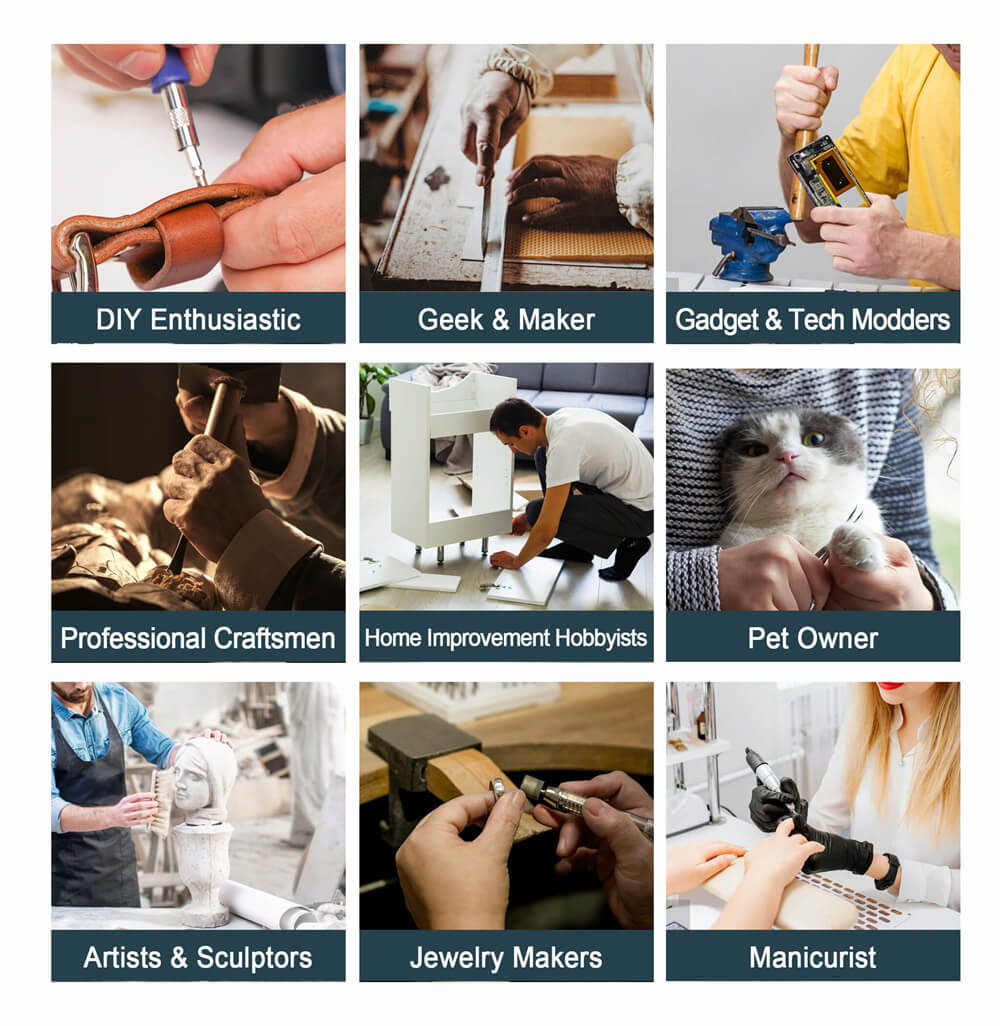 Hanboost S2 Electric Rotary Tool Kits with 54pcs Accessories, 6 Speed Adjustment, 30000RPM Motor, Low Noise, for Light DIY Projects and Precision Work