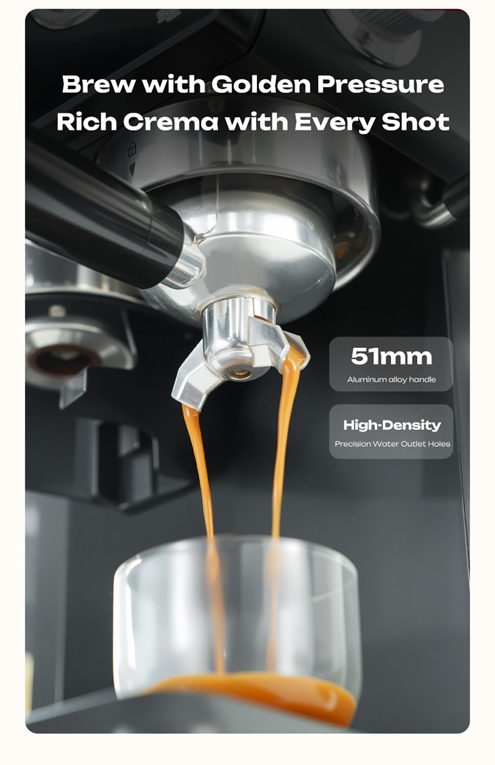 HiBREW H20 automata eszpresszógép beépített őrlővel, kettős meleg és hideg extrakcióval, 20 bar nyomással, 20 őrlési fokozattal, gőzölőfejjel latte készítéséhez, 1,4 literes víztartállyal, intelligens érintésvezérléssel