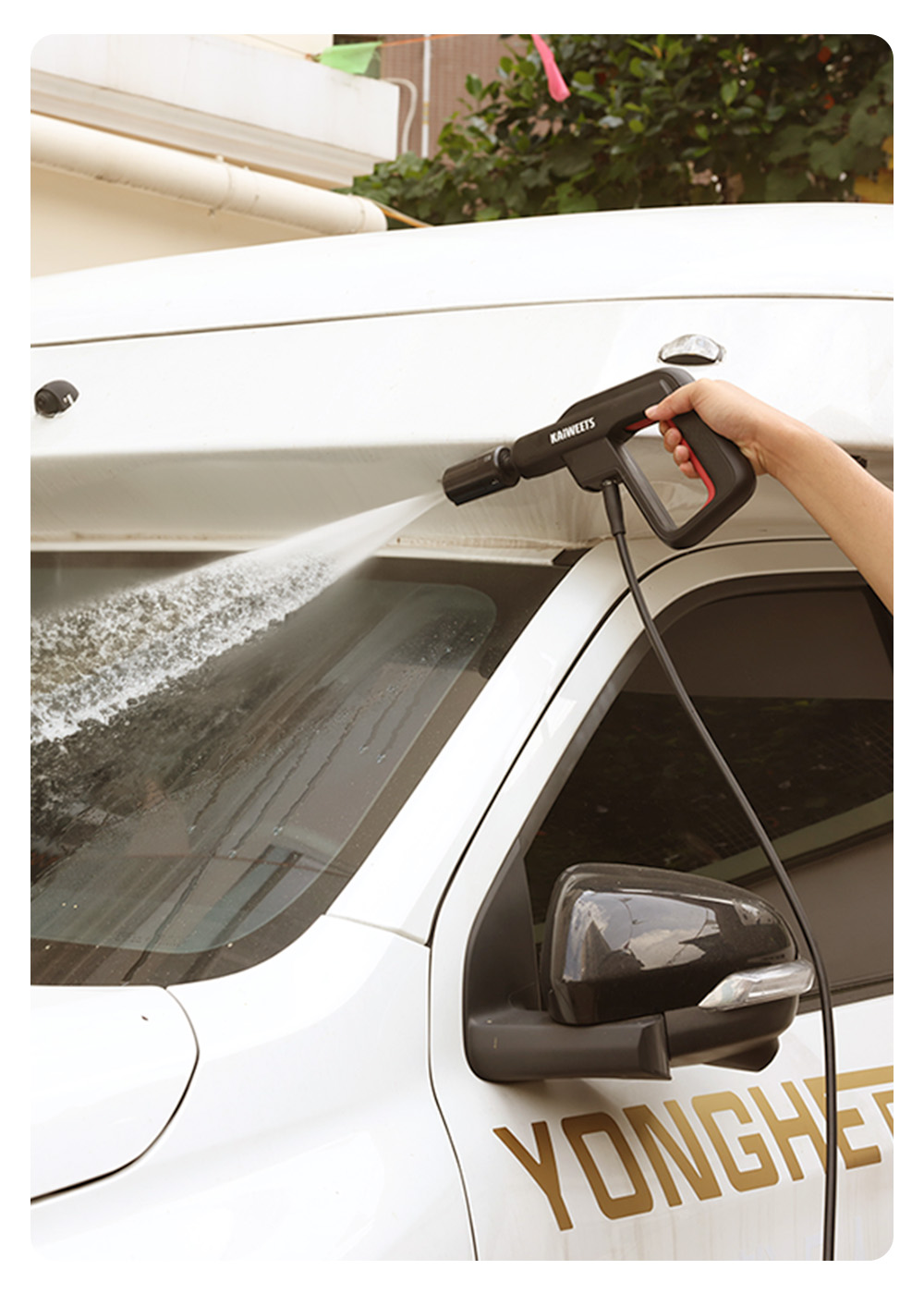 KAIWEETS KPW-F1 Portable Electric Pressure Washer, 12L Capacity, 5-in-1 Nozzle, Max 220PSI, Type-C Charging, 16.4FT Hose, for Camping/Patio/Bike/Pet Cleaning