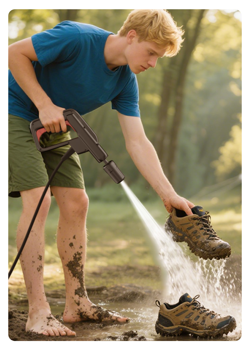 KAIWEETS KPW-F1 Portable Electric Pressure Washer, 12L Capacity, 5-in-1 Nozzle, Max 220PSI, Type-C Charging, 16.4FT Hose, for Camping/Patio/Bike/Pet Cleaning