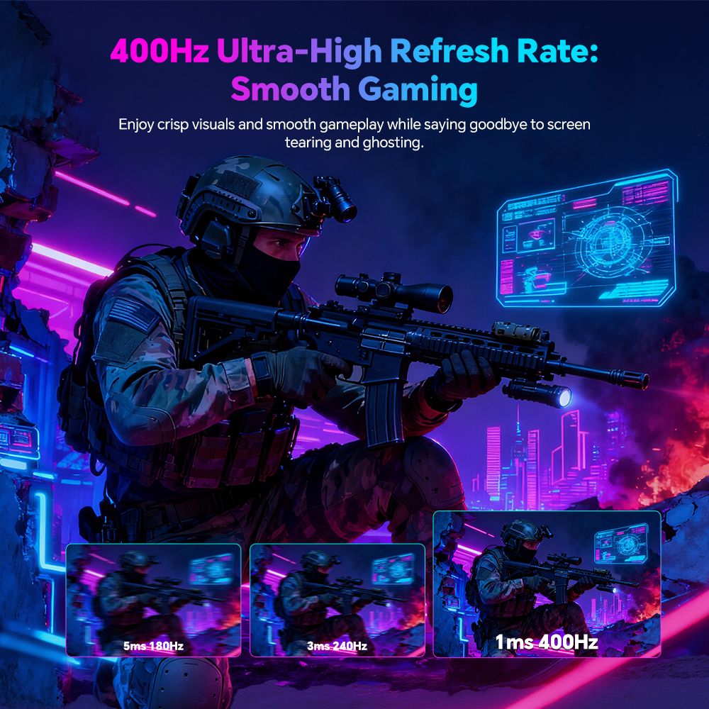 Moniteur de jeu KTC H25X7, écran IPS rapide 24,5 pouces 1920 x 1080, taux de rafraîchissement de 400 Hz, HDR400, temps de réponse MPRT de 1 ms, compatible FreeSync et G-Sync, faible lumière bleue et sans scintillement, 2 ports HDMI 2.0, 2 ports DP 1.4