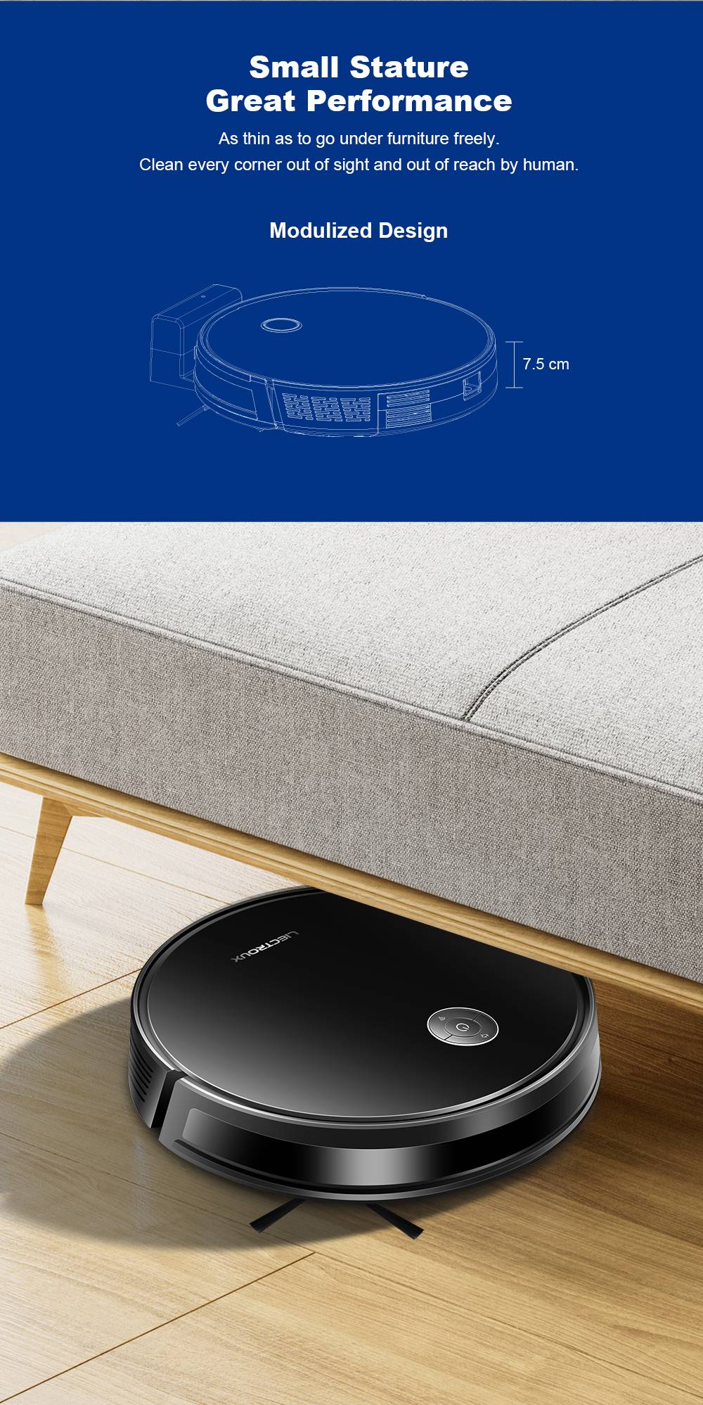Liectroux C7 robotporszívó és felmosó kombináció, 6000Pa erős szívóerő, intelligens térképezés, WiFi alkalmazás és távirányító, szénkefe nélküli motor, Alexa és Google Asszisztens támogatással, ideális állatszőr/szőnyegek/kemény padlók tisztítására
