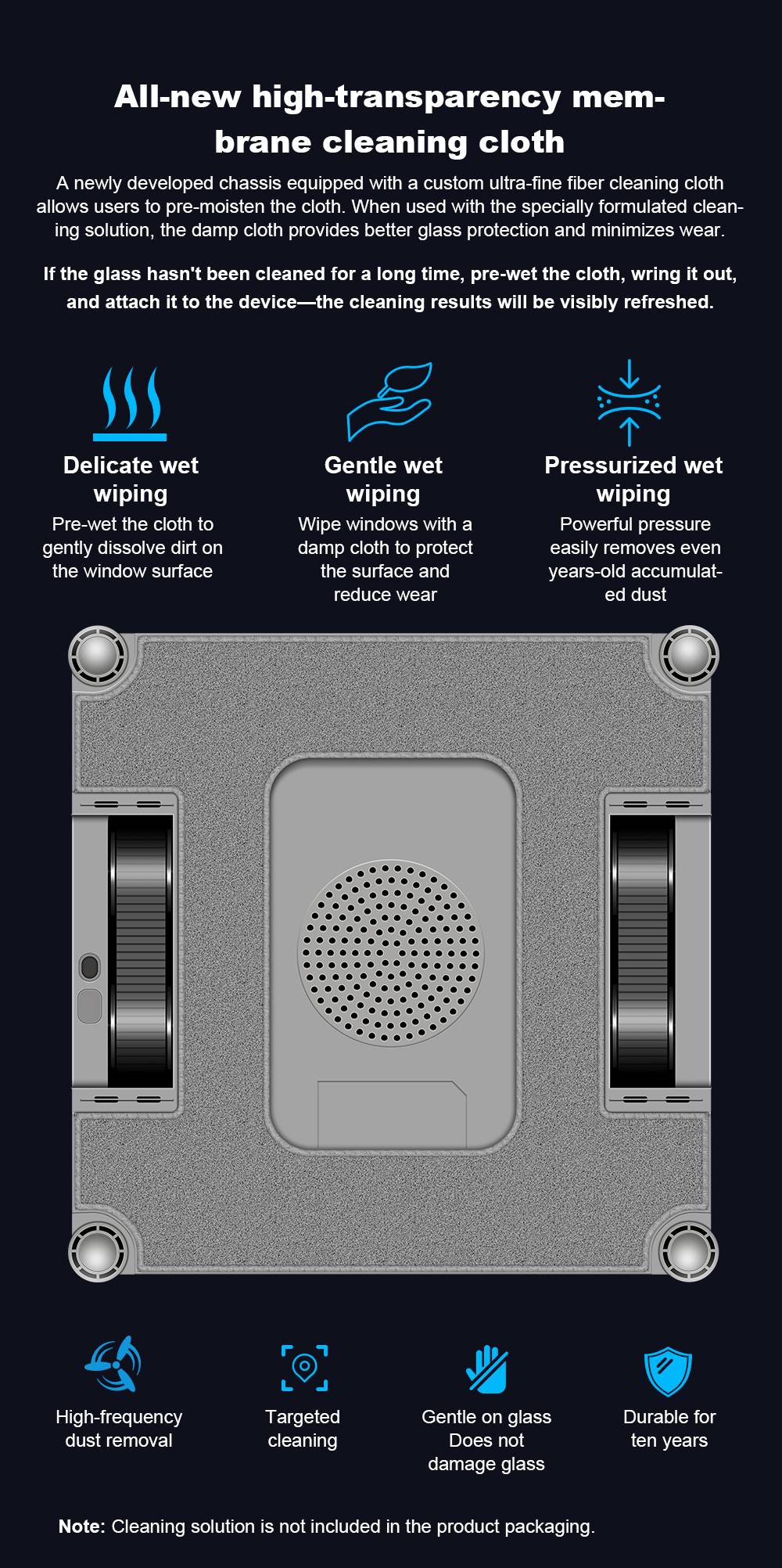 Liectroux S11 Robot nettoyeur de fenêtres, 8000Pa forte aspiration, pulvérisation d’eau auto 4 directions, navigation intelligente + modes de nettoyage multiples, système de sécurité multiple (batterie de secours + corde)