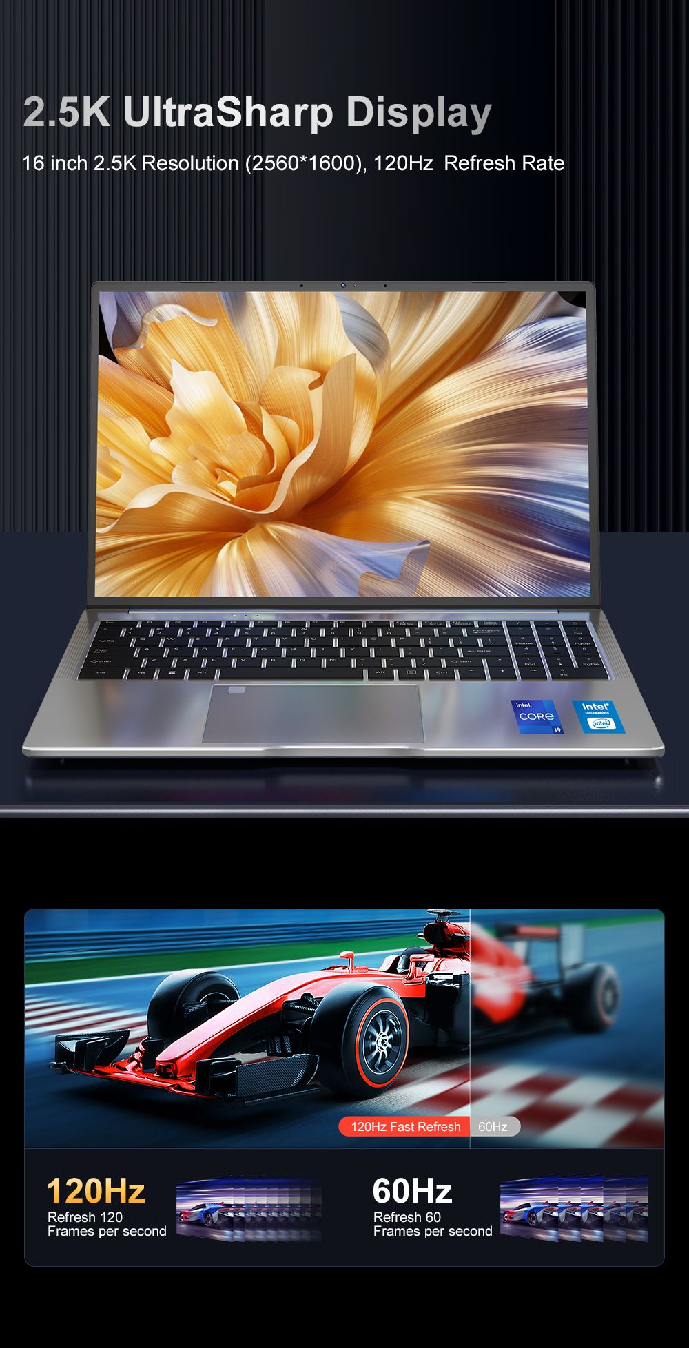 Ninkear N16 Pro Laptop, 16-inch 2.5K QHD+ 120Hz Display, Intel Core i9-13900HK 5.4GHz, 32GB DDR4 3200MHz RAM, 1TB PCIe SSD, Metal Body, Fingerprint Unlock, WiFi 6, Dual Type-C, Windows 11 Pro