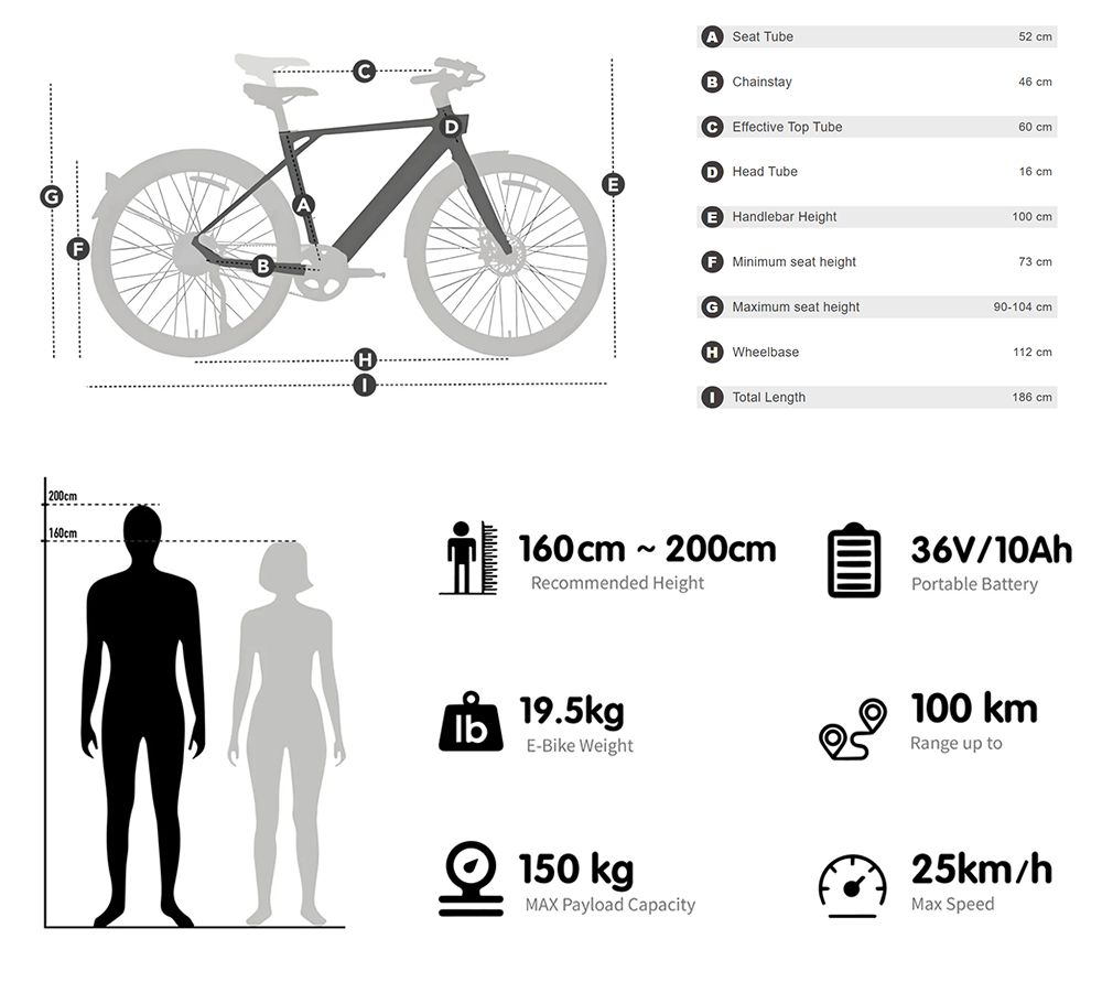 PIXAR S900 Electric Bike, 250W Motor, 36V 10Ah Battery, 700*45C Tires, 25km/h Max Speed, 100km Range, Hydraulic Disc Brake - Green