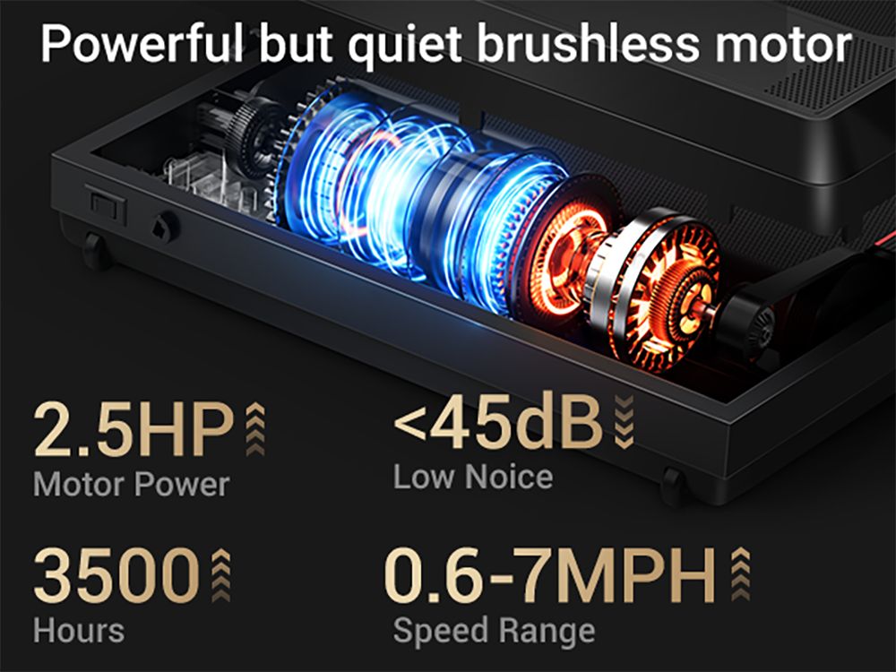 ROBORE CW1F Walking Pad with 9% Incline, 12KM/H, 2.5HP Brushless Motor, 136kg Capacity, Folding Under Desk Treadmill for Home and Office