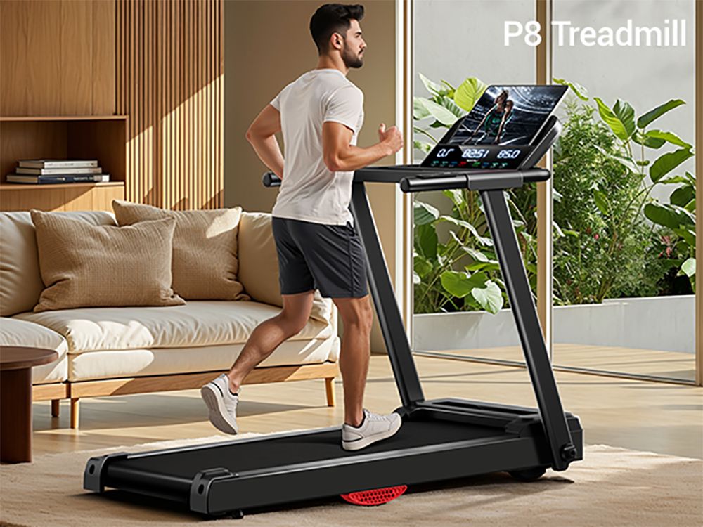 ROBORE P8 Foldable Treadmill 14KM/H, 12 Built-in Programs, with Heart Rate Sensor, Dual Cushion System, 136kg Weight Capacity
