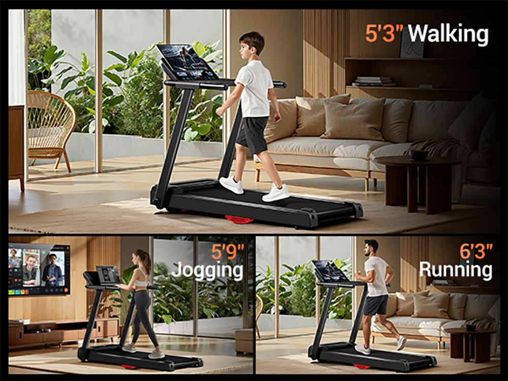 ROBORE P8 Foldable Treadmill 14KM/H, 12 Built-in Programs, with Heart Rate Sensor, Dual Cushion System, 136kg Weight Capacity