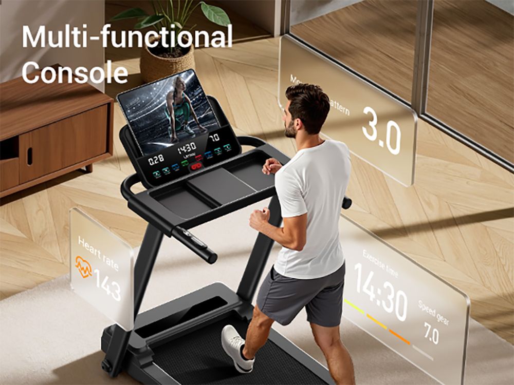 ROBORE P8 Foldable Treadmill 14KM/H, 12 Built-in Programs, with Heart Rate Sensor, Dual Cushion System, 136kg Weight Capacity
