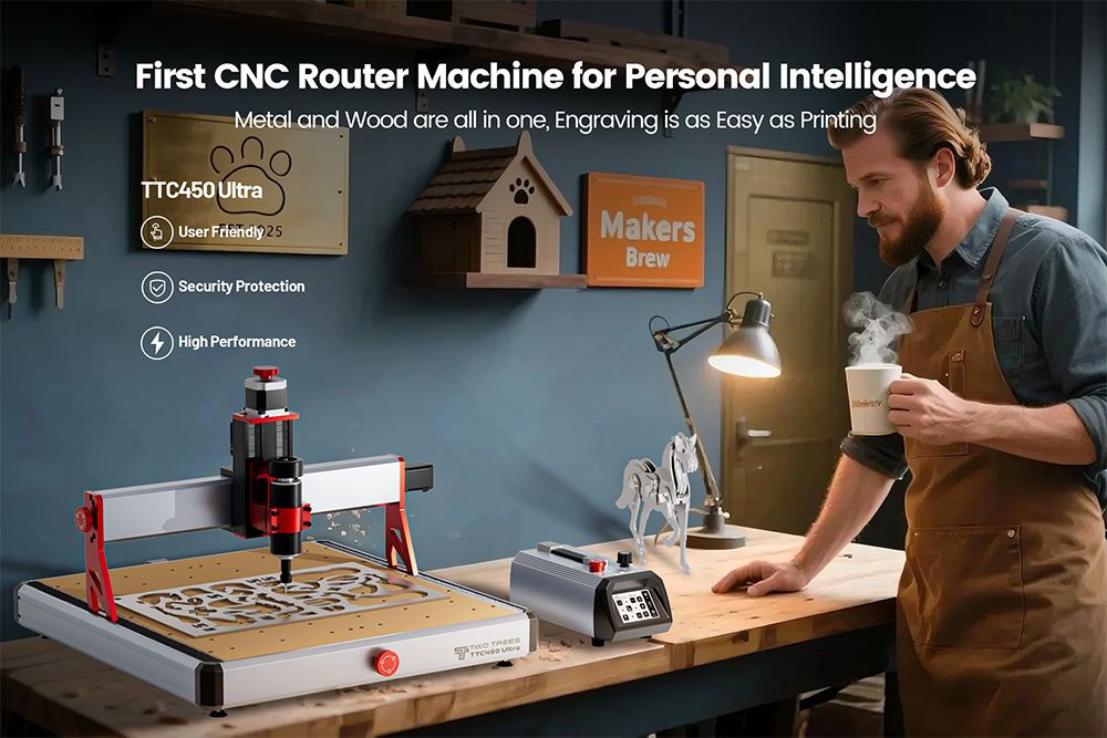 TWO TREES TTC450 Ultra CNC Router Machine, 460x460x100mm Working Area