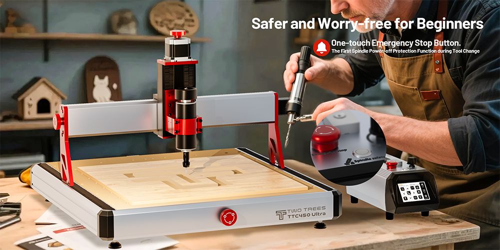 TWO TREES TTC450 Ultra CNC Router Machine, 460x460x100mm Working Area