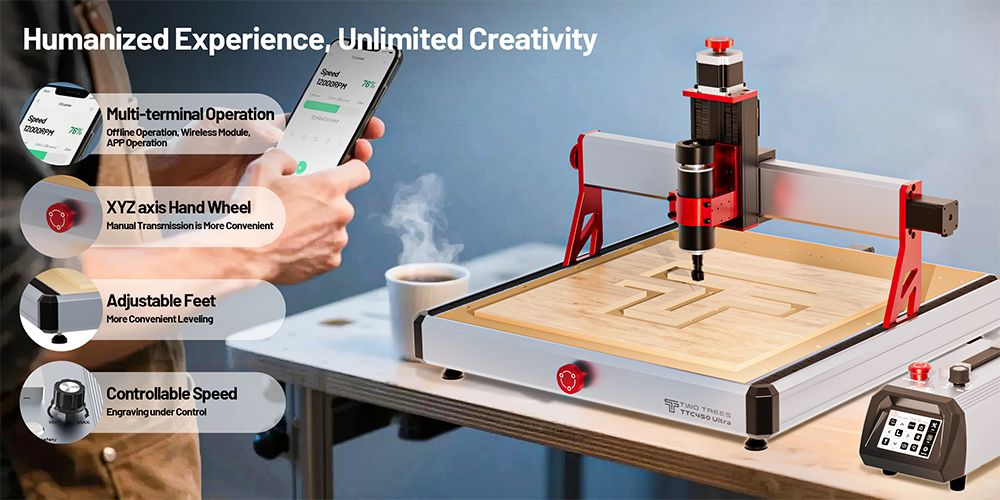 TWO TREES TTC450 Ultra CNC Router Machine, 460x460x100mm Working Area