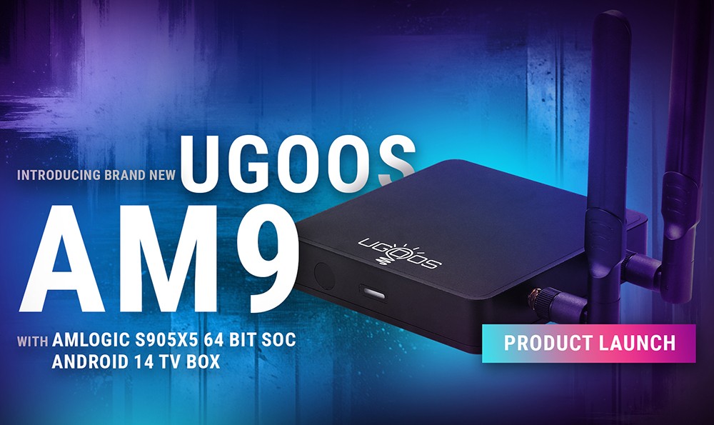 UGOOS AM9 Android 14 TV Box, Amlogic S905X5, 4GB RAM 64GB ROM, 2.4G/5G WiFi, Bluetooth 5.2, 4K HDR - EU Plug