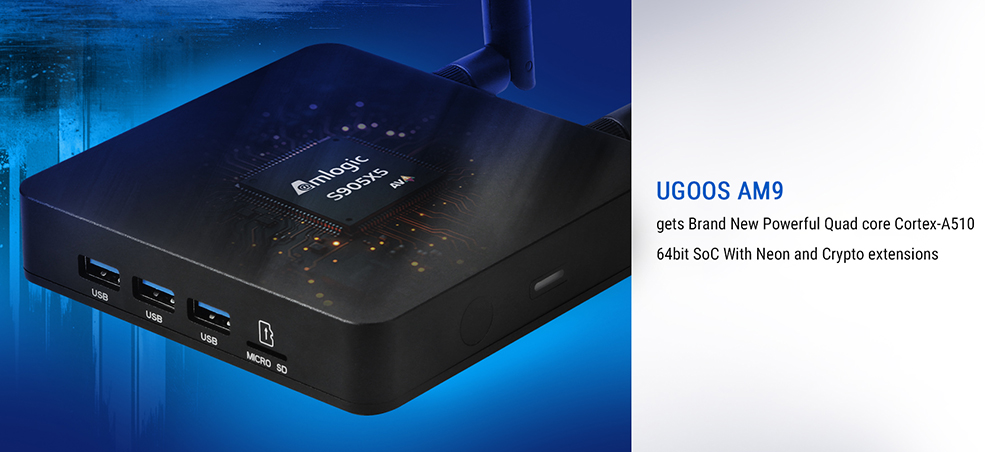 UGOOS AM9 Android 14 TV Box, Amlogic S905X5, 4GB RAM 64GB ROM, 2.4G/5G WiFi, Bluetooth 5.2, 4K HDR - US Plug