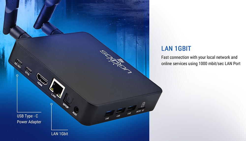 UGOOS AM9 Android 14 TV Box, Amlogic S905X5, 4GB RAM 64GB ROM, 2.4G/5G WiFi, Bluetooth 5.2, 4K HDR - US Plug