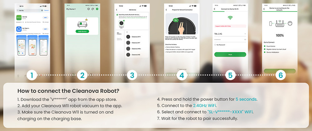 Vactidy Cleanova W11 Robot Vacuum Cleaner, Auto-Empty Station, LDS Laser Navigation, 5000Pa Powerful Suction, 2-in-1 Vacuum & Mop, Smart App & Voice Control