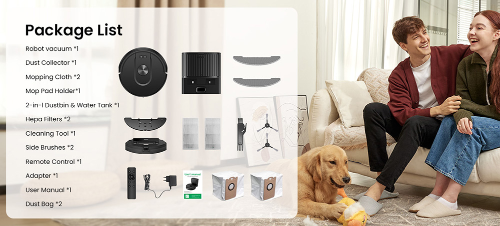 Vactidy Cleanova W11 Robot Vacuum Cleaner, Auto-Empty Station, LDS Laser Navigation, 5000Pa Powerful Suction, 2-in-1 Vacuum & Mop, Smart App & Voice Control