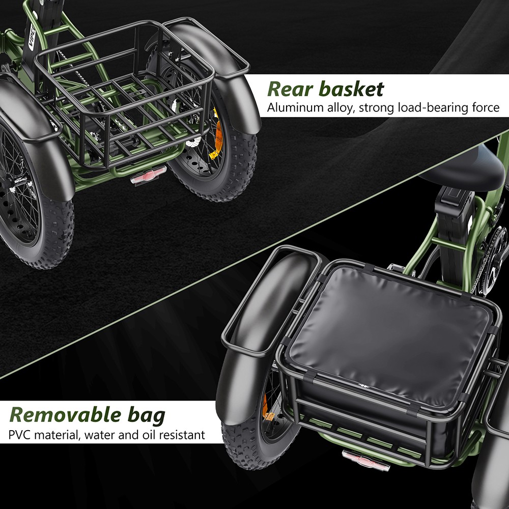 Vipcoo VC-ET1 Electric Tricycle, 750W Motor, 48V 20Ah Battery, 20*4.0 inch Tires, 40km/h Max Speed, 65km Range, Mechanical Disc Brakes, Front Fork Suspension, 7-speed Transmission, LCD Display