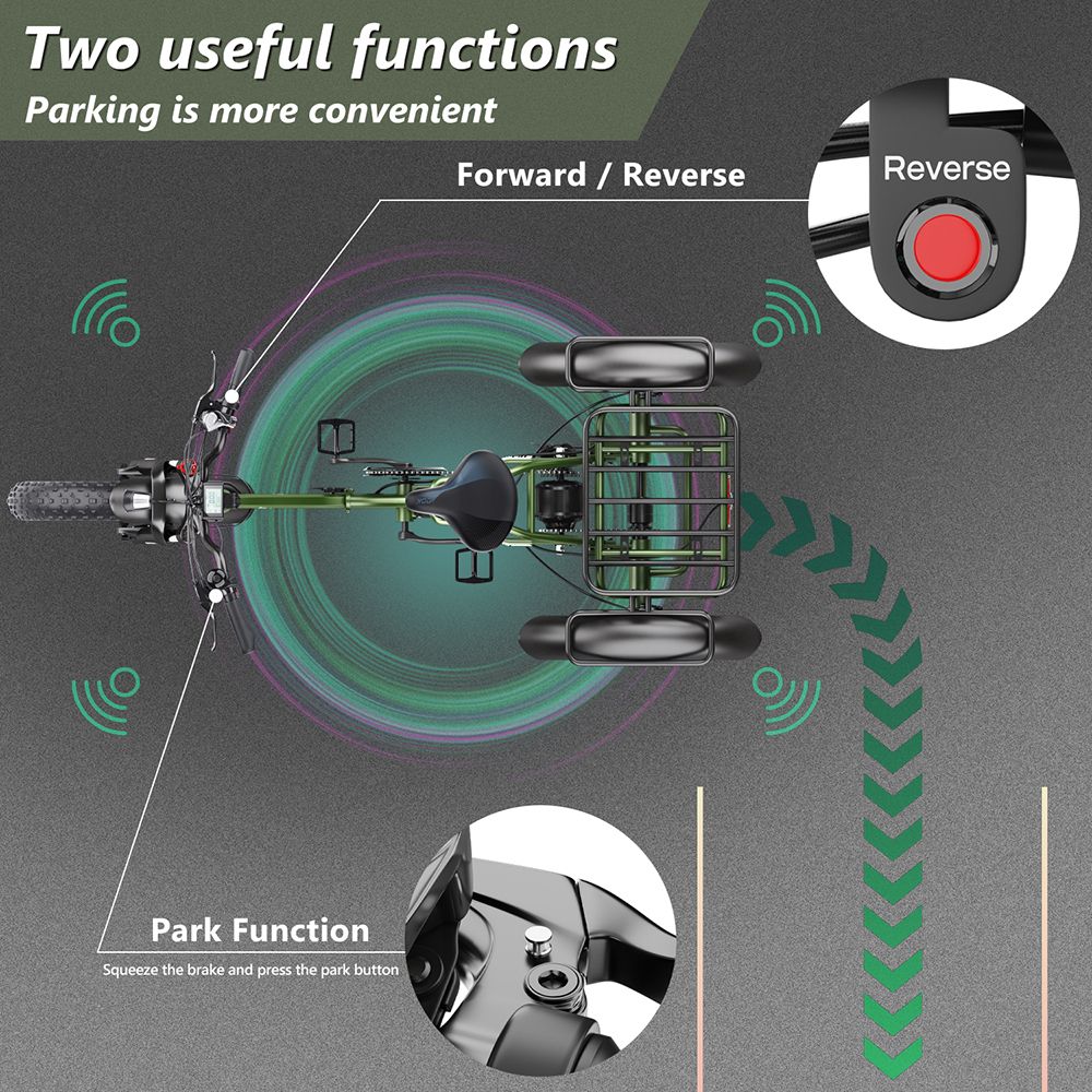 Vipcoo VC-ET1 Electric Tricycle, 750W Motor, 48V 20Ah Battery, 20*4.0 inch Tires, 40km/h Max Speed, 65km Range, Mechanical Disc Brakes, Front Fork Suspension, 7-speed Transmission, LCD Display