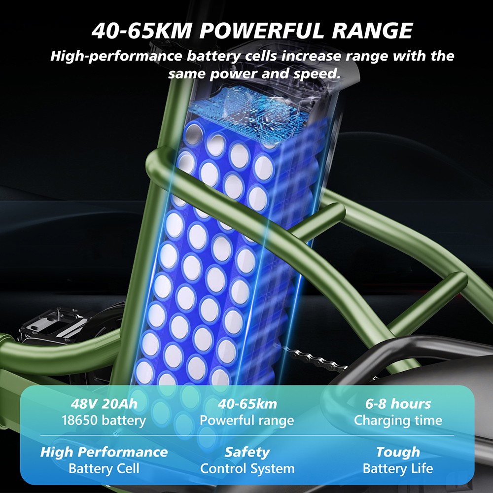 Vipcoo VC-ET1 Electric Tricycle, 750W Motor, 48V 20Ah Battery, 20*4.0 inch Tires, 40km/h Max Speed, 65km Range, Mechanical Disc Brakes, Front Fork Suspension, 7-speed Transmission, LCD Display