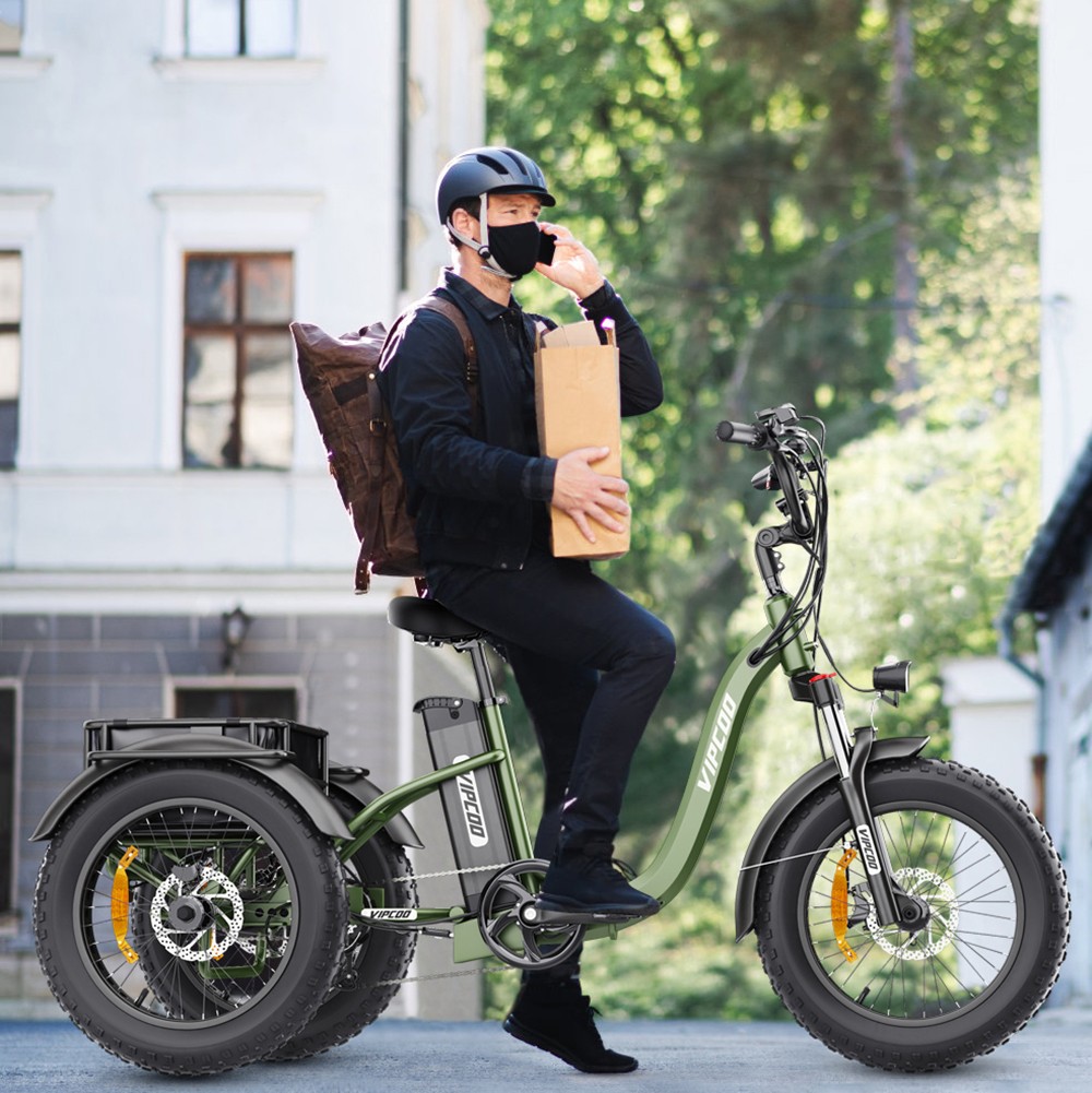 Vipcoo VC-ET1 Electric Tricycle, 750W Motor, 48V 20Ah Battery, 20*4.0 inch Tires, 40km/h Max Speed, 65km Range, Mechanical Disc Brakes, Front Fork Suspension, 7-speed Transmission, LCD Display
