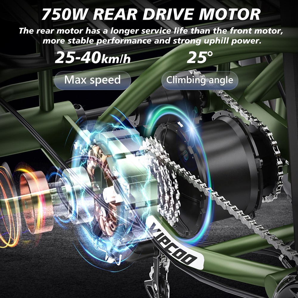 Vipcoo VC-ET1 Electric Tricycle, 750W Motor, 48V 20Ah Battery, 20*4.0 inch Tires, 40km/h Max Speed, 65km Range, Mechanical Disc Brakes, Front Fork Suspension, 7-speed Transmission, LCD Display