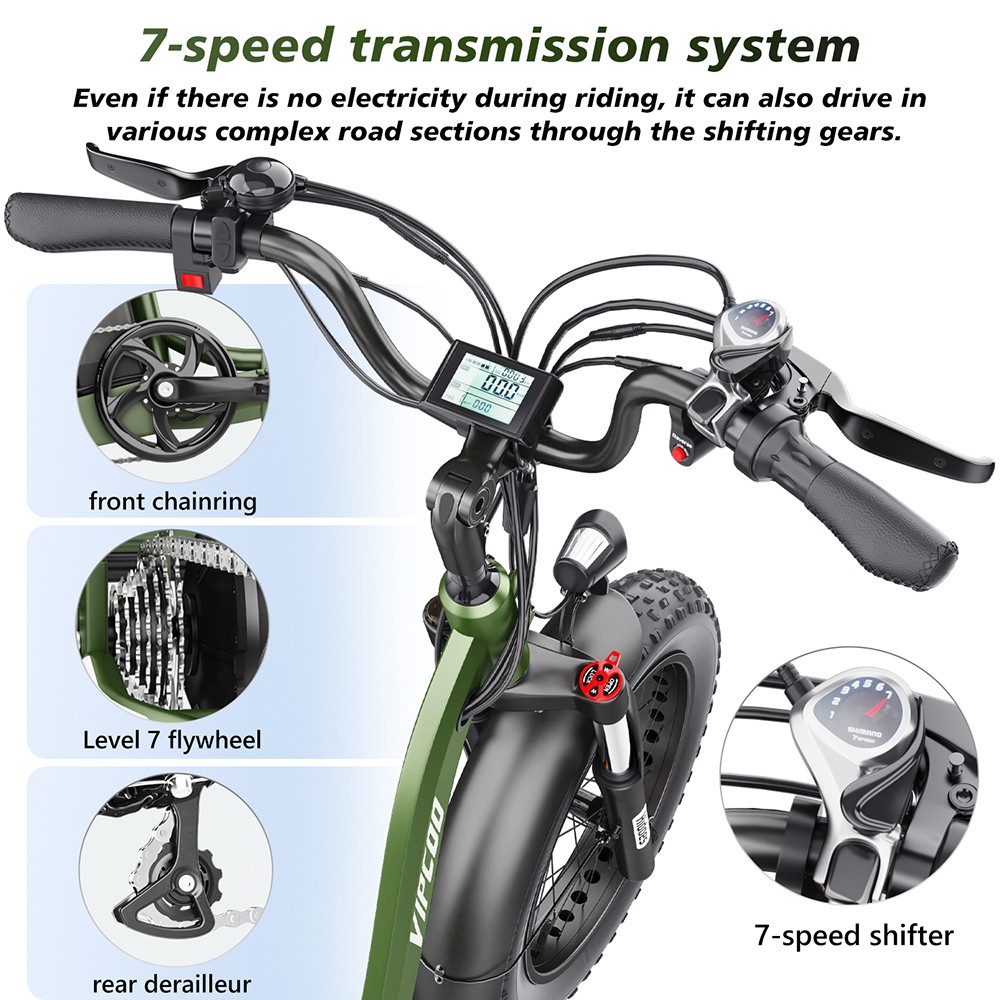 Vipcoo VC-ET1 Electric Tricycle, 750W Motor, 48V 20Ah Battery, 20*4.0 inch Tires, 40km/h Max Speed, 65km Range, Mechanical Disc Brakes, Front Fork Suspension, 7-speed Transmission, LCD Display