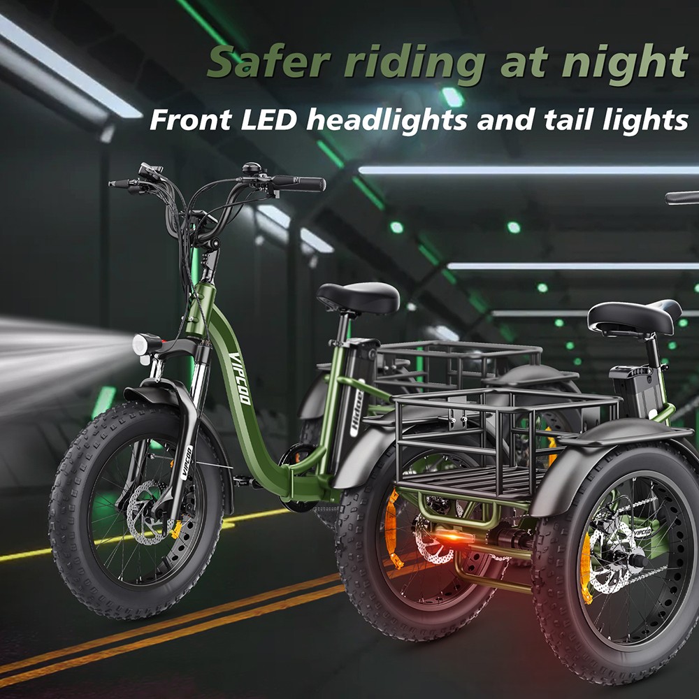 Vipcoo VC-ET1 Electric Tricycle, 750W Motor, 48V 20Ah Battery, 20*4.0 inch Tires, 40km/h Max Speed, 65km Range, Mechanical Disc Brakes, Front Fork Suspension, 7-speed Transmission, LCD Display