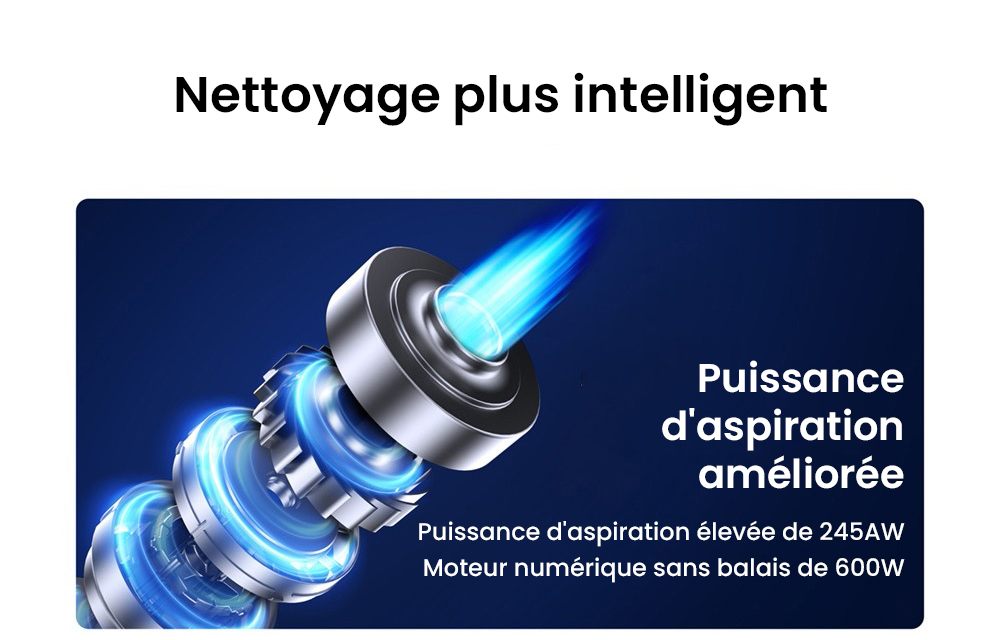 Aspirateur à main sans fil JIMMY H10 Flex, aspiration 245AW, 4 modes de nettoyage, bac à poussière de 0,6 L, batterie 2500 mAh