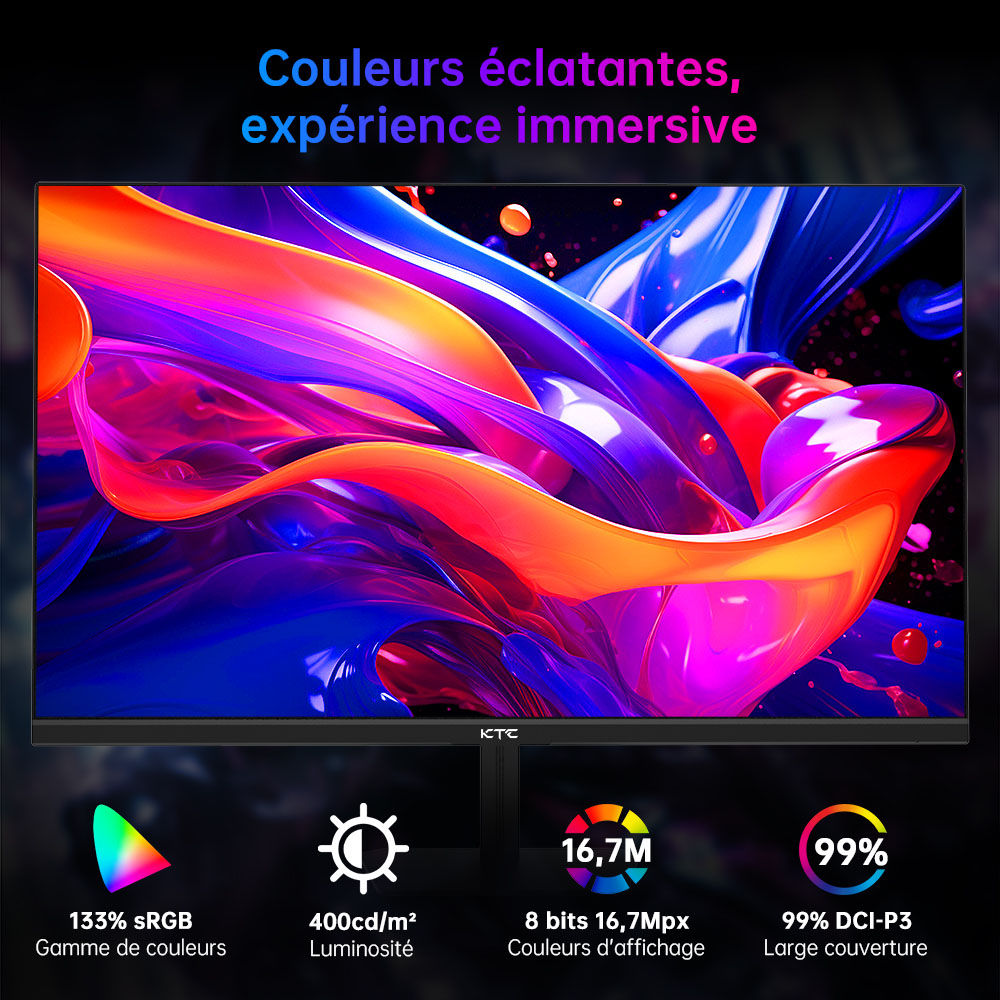 Moniteur de jeu KTC H24F8, écran IPS rapide 23,8 pouces 1920 x 1080 16:9, taux de rafraîchissement de 190 Hz, temps de réponse de 1 ms, HDR10, 135 % sRGB, synchronisation adaptative, synchronisation d'action dynamique, assistance au jeu, faible lumière bleue et sans scintillement