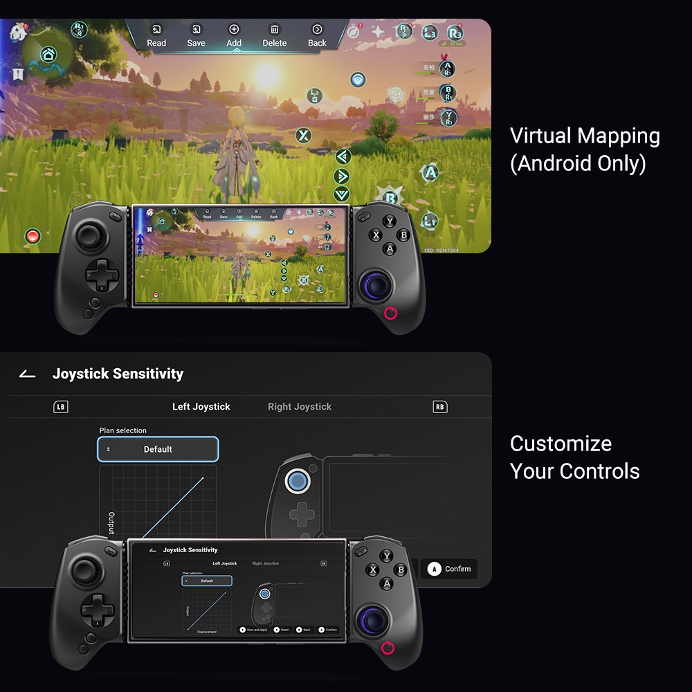 abxylute S8 Wireless Mobile Game Controller, Compatible with iPhone 17 Series, Android, Tablets, Switch 1/2, Extending up to 216mm, Hall Effect Joysticks, Hall Effect Linear Triggers, Customizable Back Buttons