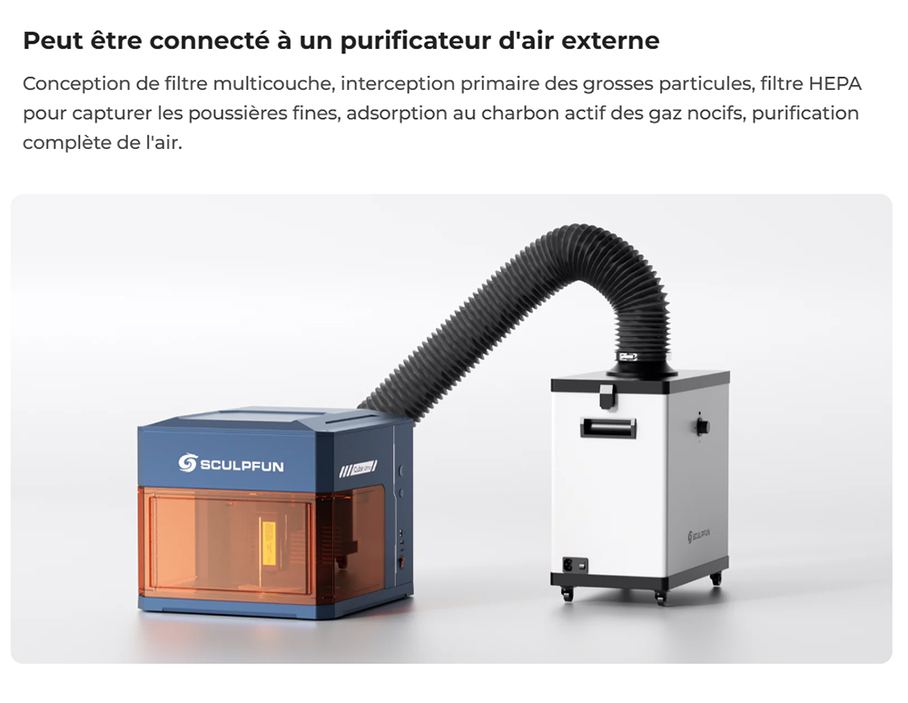 SCULPFUN iCube Ultra 12W Graveur Laser – Design Fermé Classe 1, Auto-Focus et Filtre à Fumée Intégré (150×150 mm)