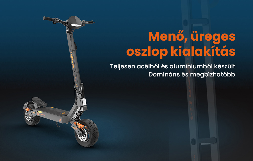 KuKirin G4 Elektromos Roller, 2*1000W-os Motor, 60V 20Ah Akkumulátor, 11 colos Gumiabroncsok, 70km/h Max. Sebesség, 75km Hatótávolság, Első és Hátsó Tárcsafékek, Négykaros Lengéscsillapító