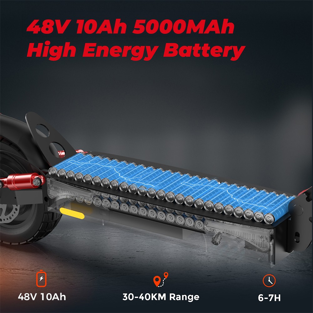 iScooter iX3 Összecsukható Elektromos Roller, 10"-os Légrugós Gumiabroncsok, 800 W-os Motor, 10 Ah-s Akkumulátor, 40 km/h Max. Sebesség, 40 km-es Hatótávolság, Állítható Kormánymagasság, Applikáció Vezérlés - Fekete