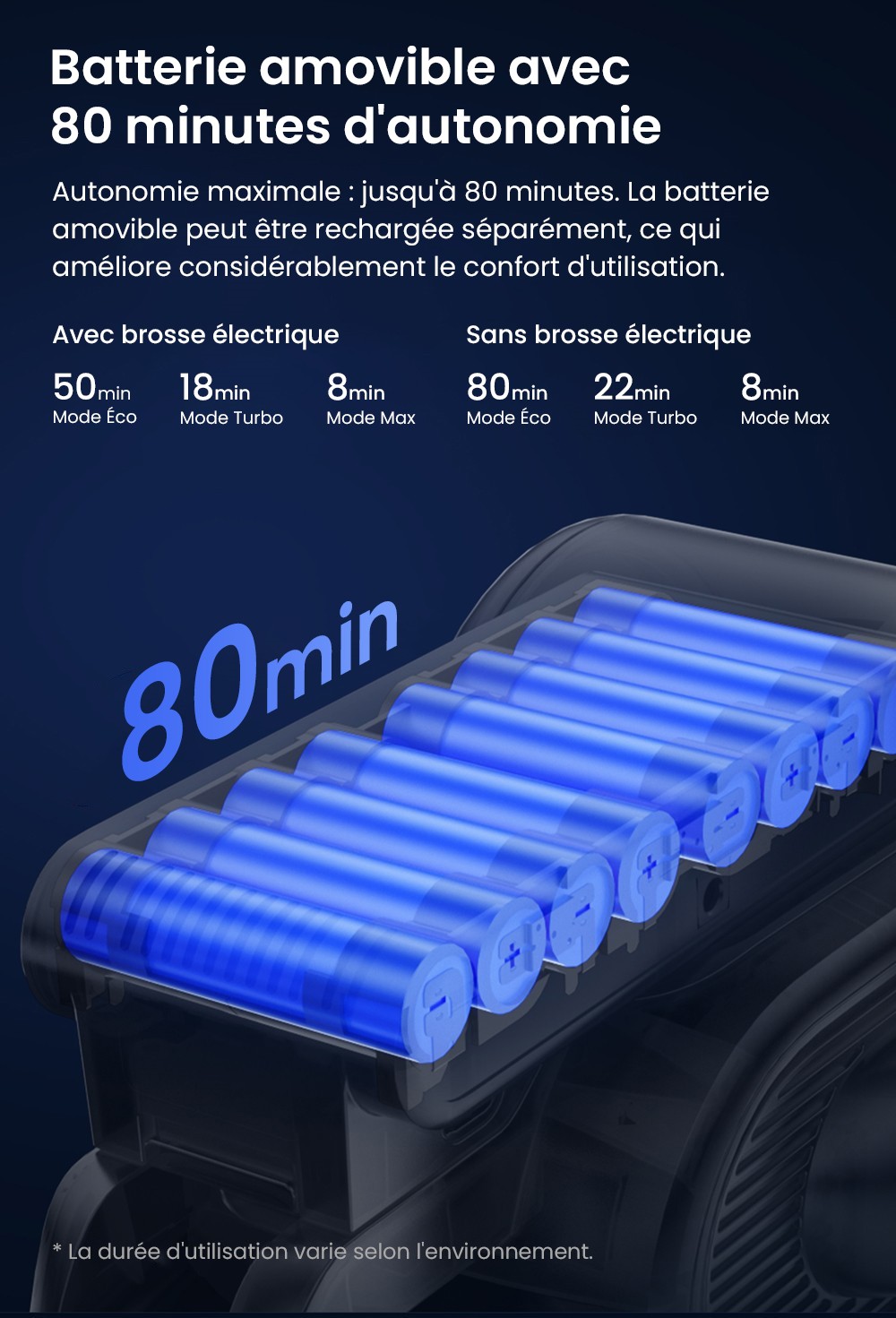 Aspirateur à main sans fil JIMMY H10 Flex, aspiration 245AW, 4 modes de nettoyage, bac à poussière de 0,6 L, batterie 2500 mAh