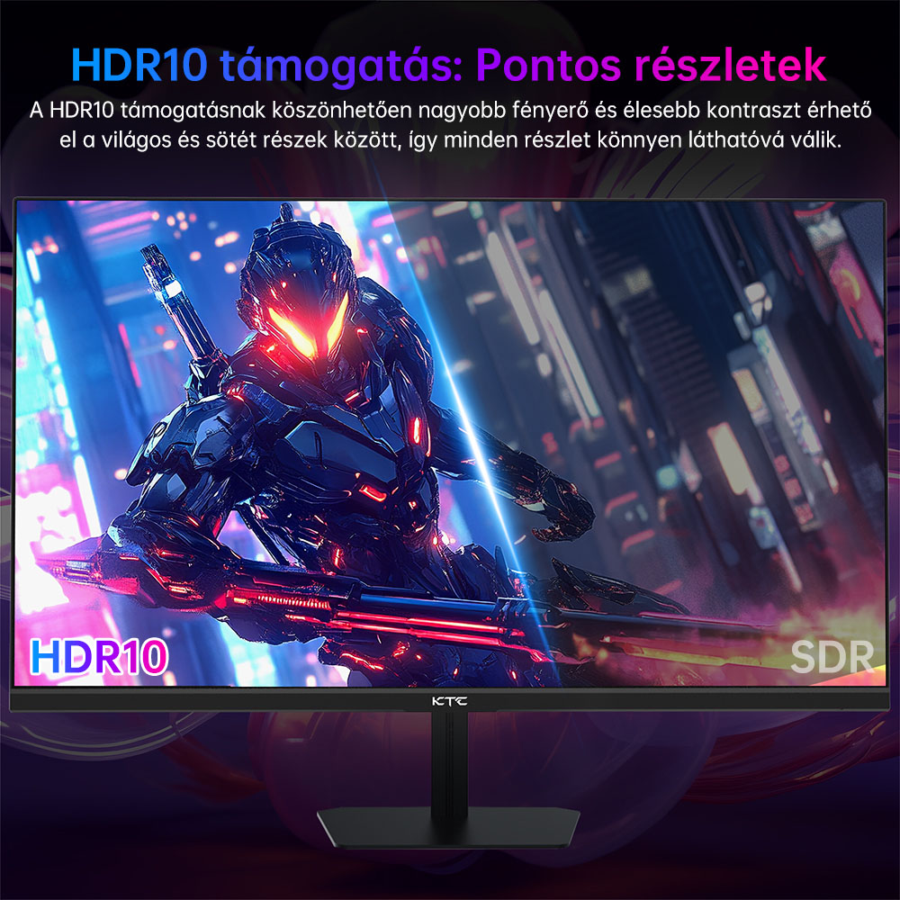 KTC H24F8 Játékmonitor, 23,8 hüvelykes 1920*1080 16:9 Gyors IPS Kijelző, 190Hz Frissítési Ráta, 1ms Válaszidő, HDR10, 135% sRGB, Adaptív Szinkronizáció, Dinamikus Műveletszinkronizáció, Game Assist, Alacsony Kék Fény Kibocsátás és Villogásmentes TF-C-vel