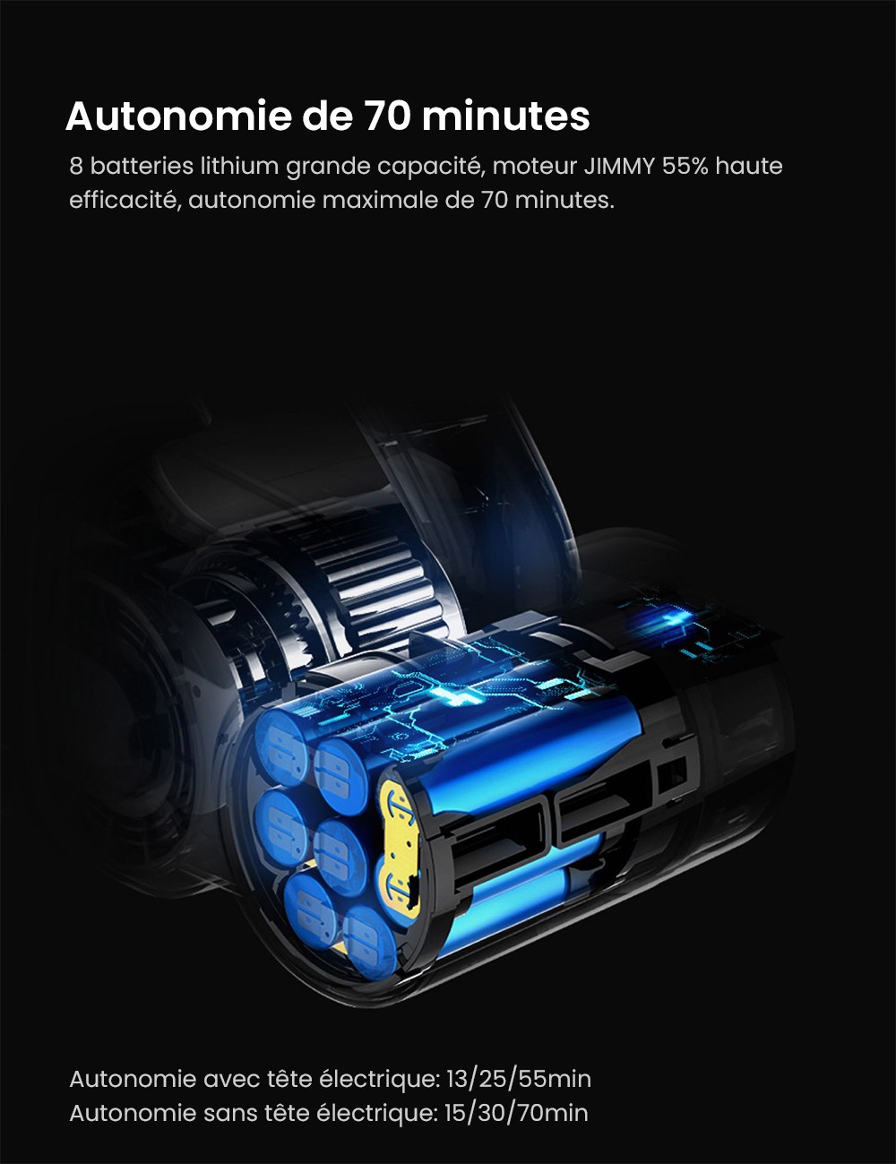 Aspirateur à main flexible sans fil JIMMY JV85 Pro avec aspiration puissante de 200 AW, moteur sans balais numérique de 550 W, autonomie de 70 minutes, bruit ultra-faible pour nettoyer les sols et les meubles par Xiaomi