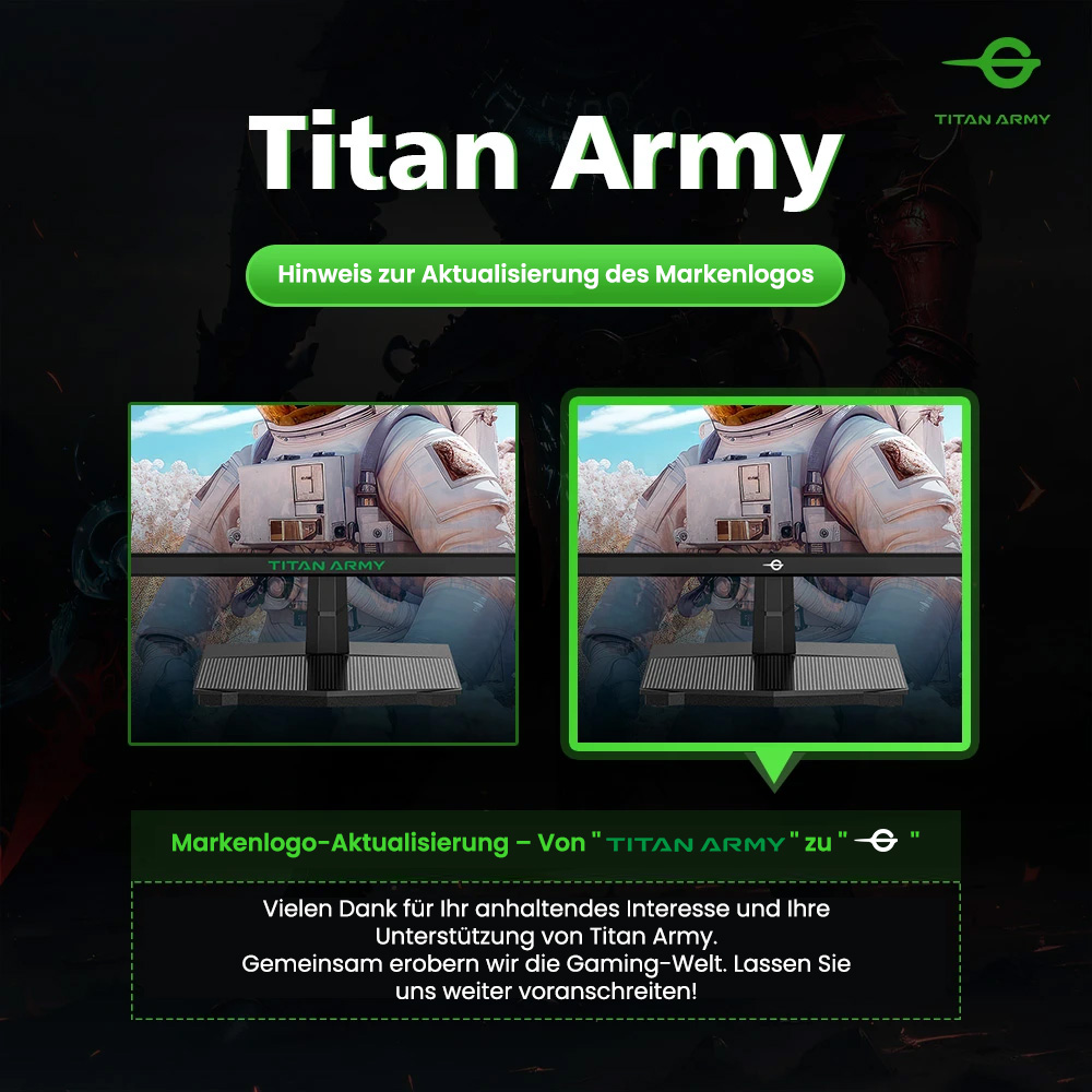TITAN ARMY P27GR Gaming-Monitor, 27 Zoll 2560 x 1440 16:9 Fast IPS-Bildschirm, 180 Hz Bildwiederholrate, 1 ms GTG, 99 % sRGB, HDR10, Adaptive-Sync, dynamische OD, PBP- und PIP-Anzeige, schwaches Blaulicht, einstellbare Neigung, VESA-Wandmontage