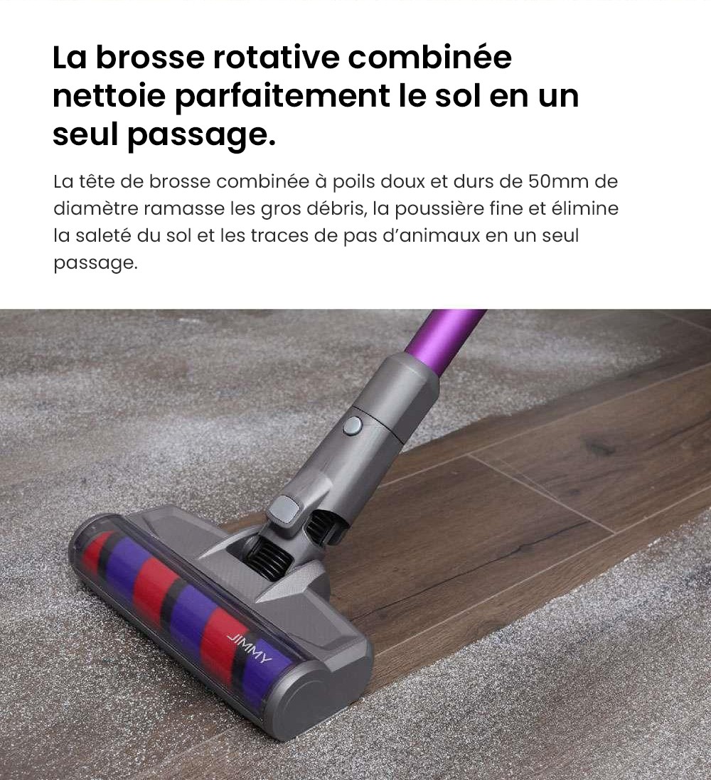 Aspirateur à main flexible sans fil JIMMY JV85 Pro avec aspiration puissante de 200 AW, moteur sans balais numérique de 550 W, autonomie de 70 minutes, bruit ultra-faible pour nettoyer les sols et les meubles par Xiaomi