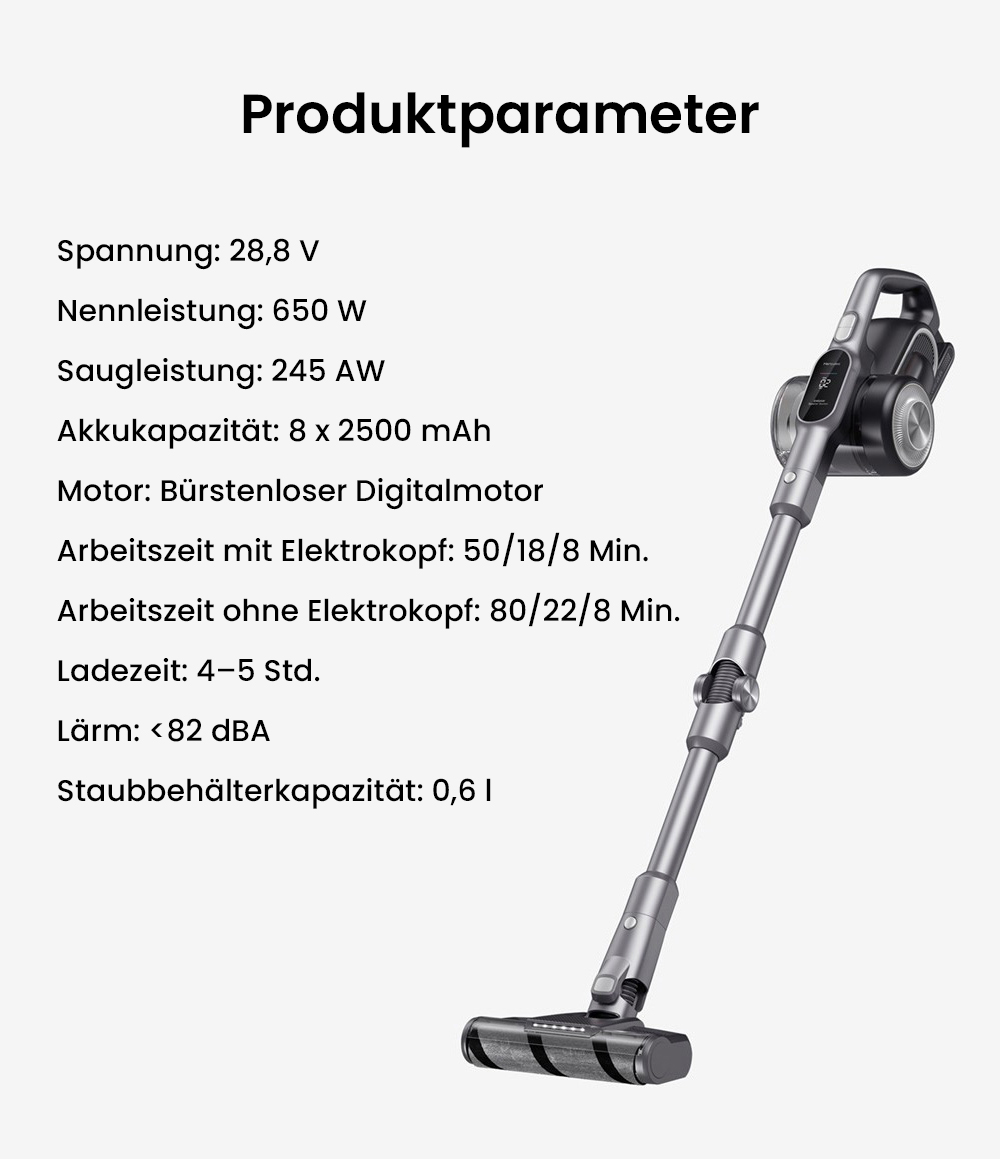 JIMMY H10 Flex Kabelloser Handstaubsauger, 245 AW Saugleistung, 4 Reinigungsmodi, 0,6 l Staubbehälter, 2500 mAh Akku