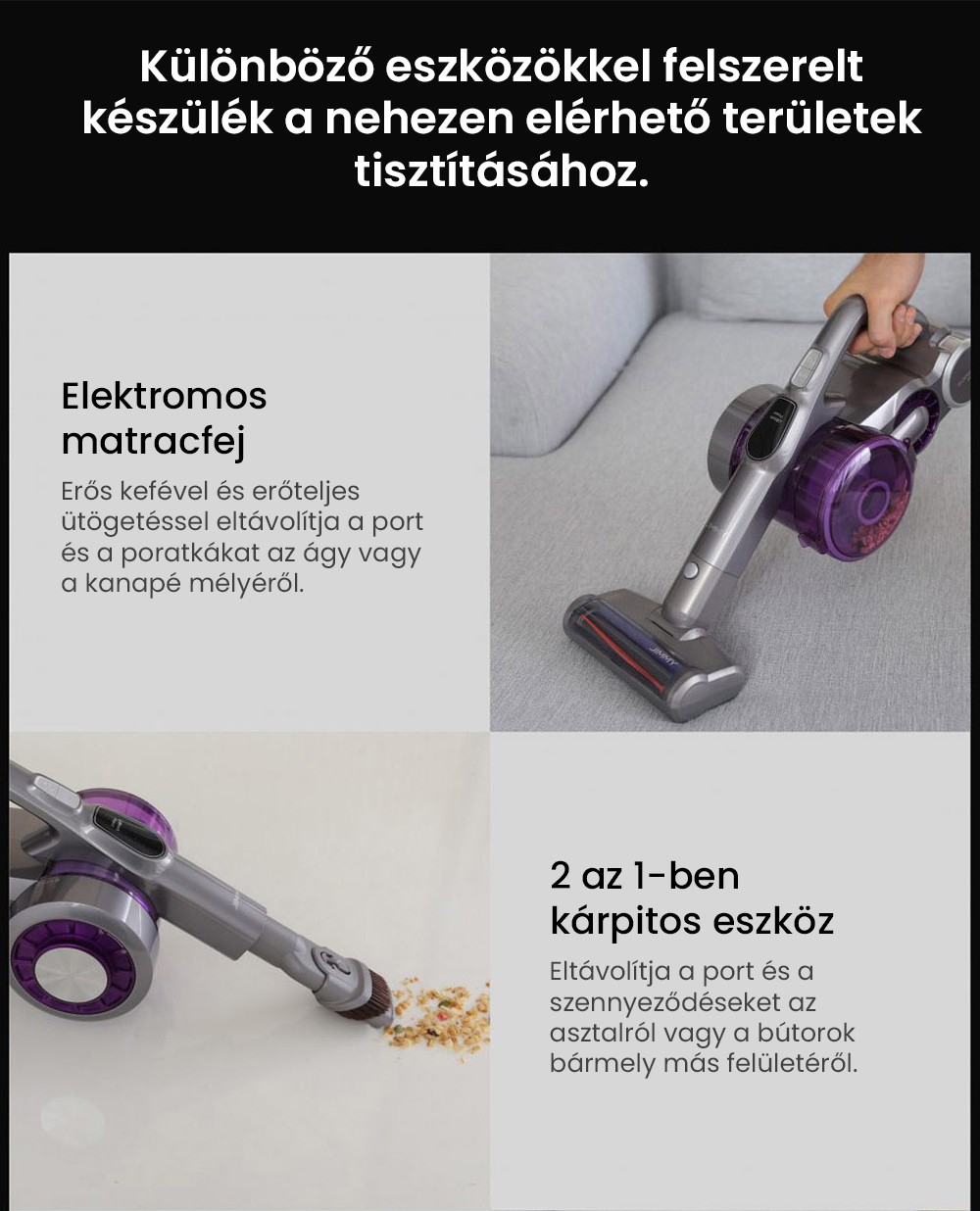 JIMMY JV85 Pro akkus kézi porszívó 200 AW erős szívóerővel, 550 W-os digitális kefe nélküli motorral, 70 perces üzemidővel, ultra alacsony zajszinttel padlók és bútorok tisztításához a Xiaomitól