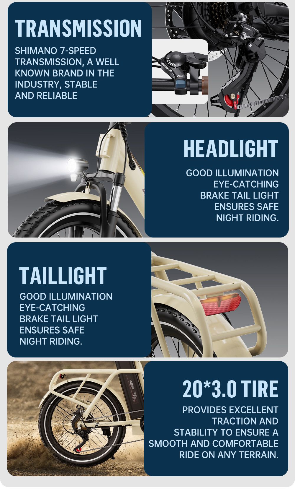 ONESPORT OT16-2 Elektrofahrrad, 250W Motor, 48V 17Ah Akku, 20x3,0 Zoll Reifen, 25km/h Höchstgeschwindigkeit, 120km Reichweite, Mechanische Scheibenbremsen – Weiß