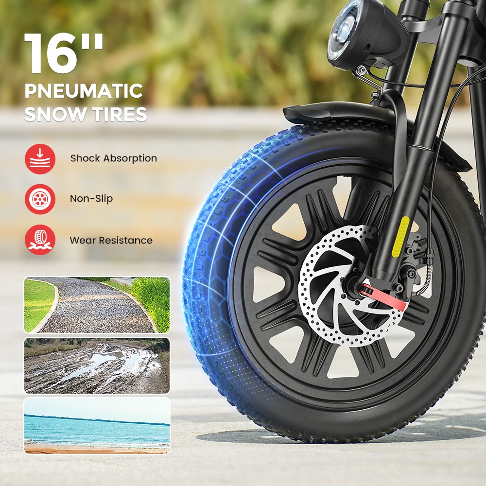 iScooter F7 Elektroroller, 1000-W-Motor, 48-V-10,4-Ah-Akku, 16-Zoll-Reifen, 45 km/h Höchstgeschwindigkeit, 50 km Reichweite, Scheibenbremse vorne und hinten, Stoßdämpfer an der Vordergabel