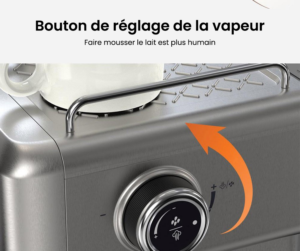 Machine à café expresso semi-automatique HiBREW H10A, pression de 19 bars, mousseur à lait, température réglable, presse à café de 58 mm, pichet de 350 ml, chauffe-tasse, cafetière froide/chaude