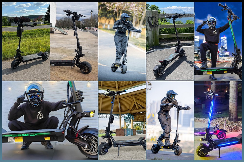 YUME HAWK Pro Elektromos Roller, 10x4.5" tömlő nélküli Országúti Gumiabroncsok 3000W*2 Motor 60V 30Ah Akkumulátor 80km/h Max. Sebesség 100km Max. Hatótávolság 3 Sebességváltó Rendszer Tárcsafék Állítható Hidraulikus Rugózás NFC Alkalmazásvezérlés