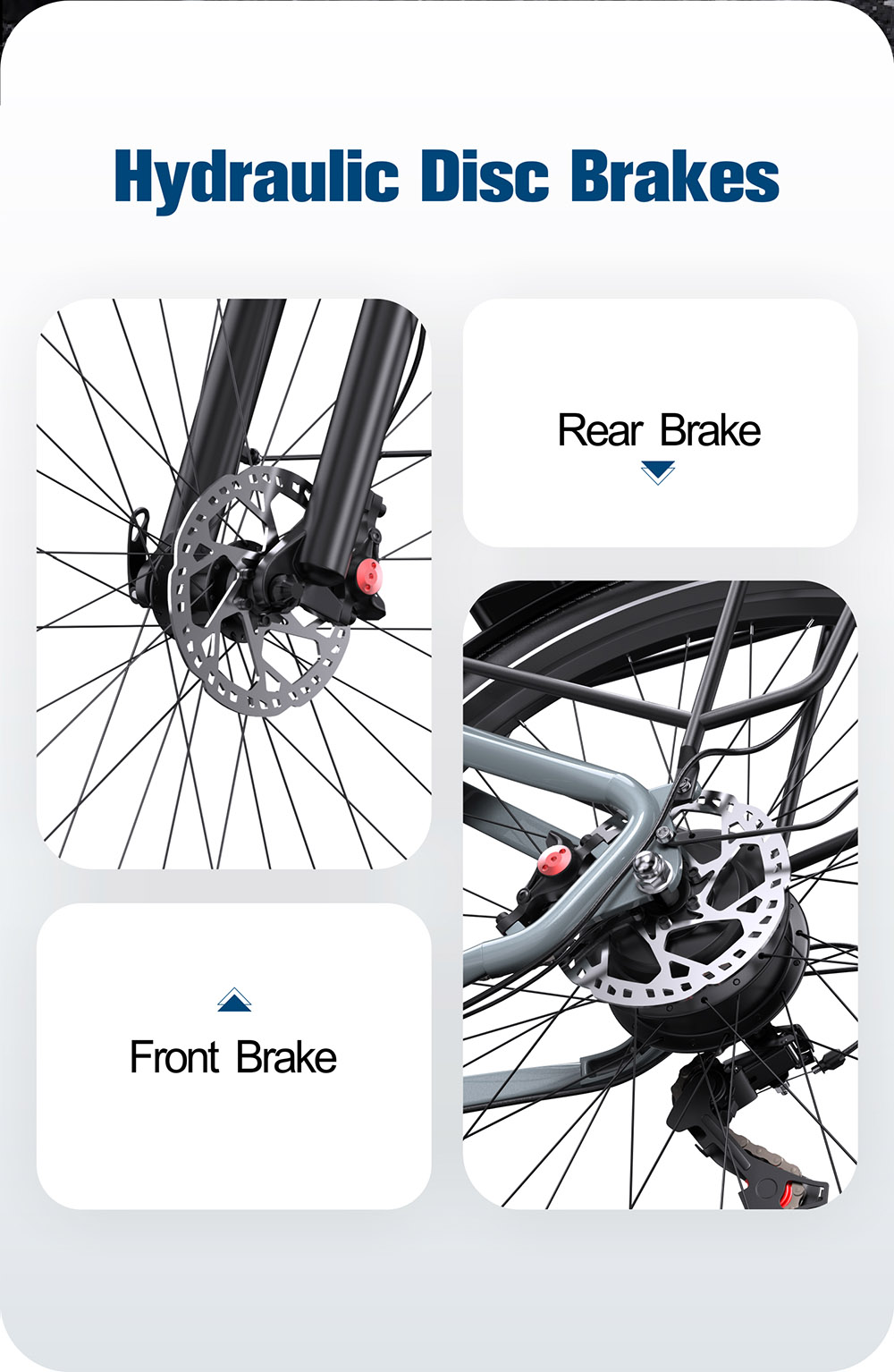 ONESPORT OT05 City Elektrofahrrad, 250 W Motor, 36 V 18,2 Ah Akku, 27,5 x 2,25 Zoll Reifen, 25 km/h Höchstgeschwindigkeit, 120 km maximale Reichweite, Shimano 7 Gänge, hydraulische Scheibenbremse - Grau
