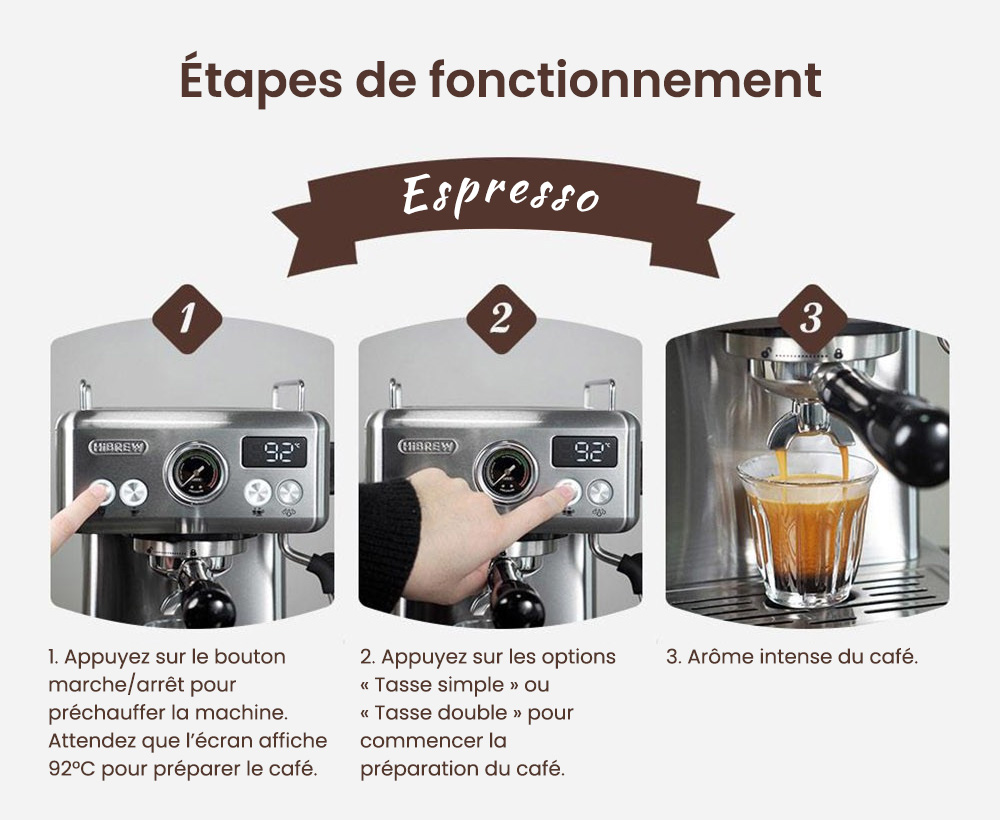 Machine à café expresso semi-automatique HiBREW H10A, pression de 19 bars, mousseur à lait, température réglable, presse à café de 58 mm, pichet de 350 ml, chauffe-tasse, cafetière froide/chaude